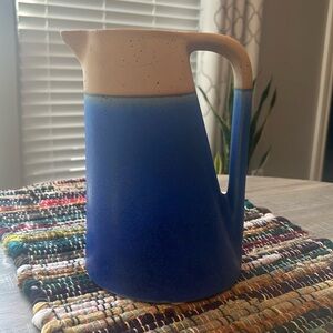 Slanted, Blue and Khaki Pitcher.